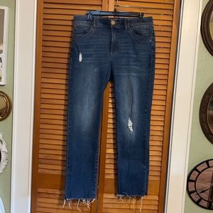 Democracy Jeans, Size 8, “Ab” technology, Color Dark Denim, Destressed